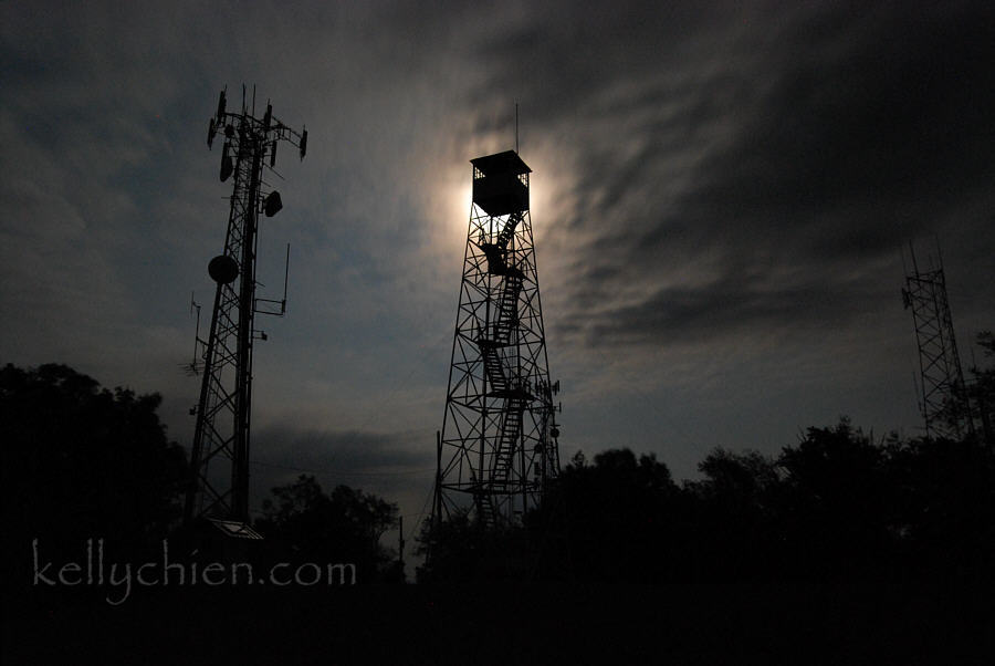 this-is-new-york.com Midnight moon behind the rangers fire watch tower atop Mt. Utsayantha near Stamford NY photo by Kelly Chien