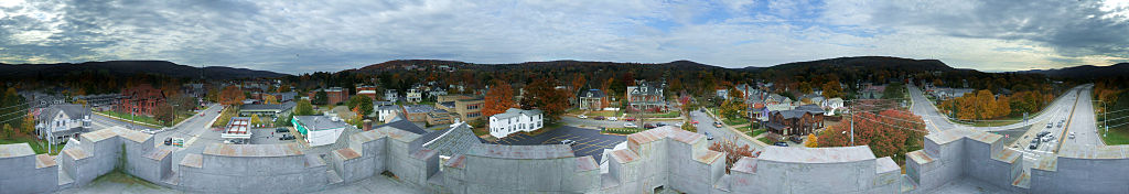 this-is-new-york.com Panoramic view from the top of the Main Street Baptist Church bell tower in Oneonta NY photo by Kelly Chien