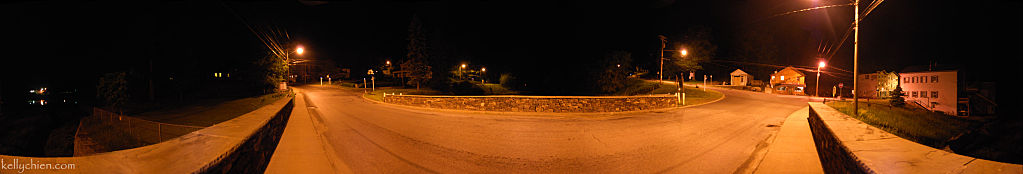 this-is-new-york.com Maple Avenue stone bridge over the Delaware River at night in Hobart NY photo by Kelly Chien