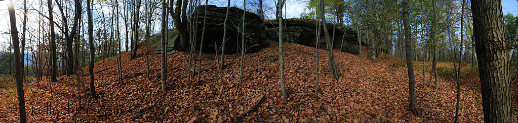 this-is-new-york.com Spooky rock and Autumn leaves on Mt. Bobb in Hobart NY photo by Kelly Chien