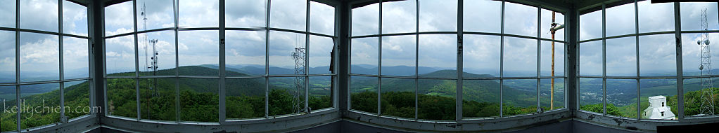 this-is-new-york.com View from inside the fire watchtower atop Mt. Utsayantha near Stamford NY photo by Kelly Chien